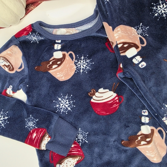 Carter's Pajama Set Blue Hot Cocoa Print 3T - Picture 2 of 8